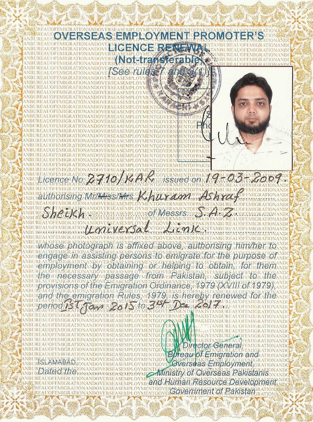 Official License Certificate